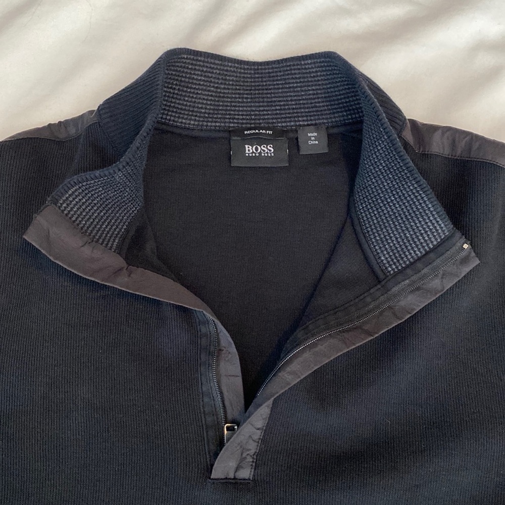 Hugo Boss Black Quarter Zip Pullover Cotton + Sweater Men's Sz XXL
